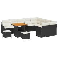 Tuinbankenset met kussen 12 pcs Zwart poly rattan - thumbnail