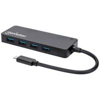 Manhattan 164924 164924 USB-hub 3 + 1 poorten USB-A USB 3.2 Gen1 5 GBit/s Met USB-C stekker Zwart - thumbnail