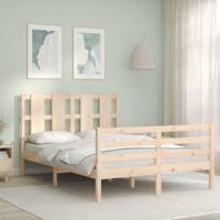 Bedframe met hoofdbord massief hout 140x200 cm - thumbnail
