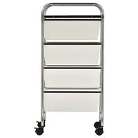 VidaXL Opbergtrolley met 4 lades mobiel kunststof wit - thumbnail