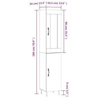 Hoge kast 34,5x34x180 cm bewerkt hout betongrijs - thumbnail