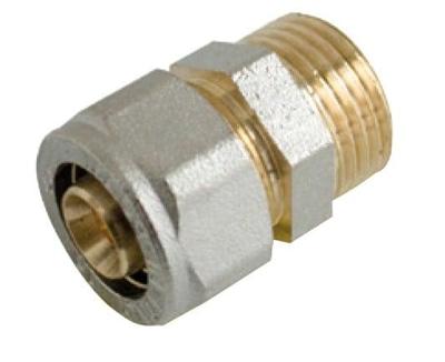 Kirchhoff Messing overgangsstuk, vernikkeld, 20 mm x 1/2"ET, klemkoppeling voor meerlagenbuis - 988905355