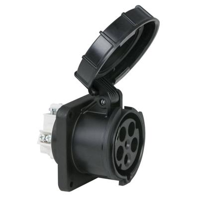 PCE CEE 63A 5-polige inbouw socket female IP67 zwart PCE CEE 63A 5-polige inbouw socket female IP67 zwart