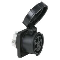 PCE CEE 63A 5-polige inbouw socket female IP67 zwart - thumbnail