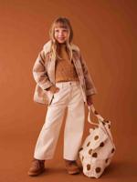 Overhemdjas in wollen ruit voor meisjes bruin, geruit - thumbnail