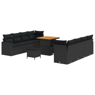 Tuinbankenset 11 pcs Zwart poly rattan