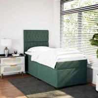 Boxspring met matras fluweel donkergroen 80x200 cm - thumbnail