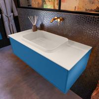 Badkamermeubelset Mondiaz Erin 100 cm met 1 Lade met RIDGE Wastafel Midden Linen Zonder Kraangaten Greeploos Mat Jeans - thumbnail