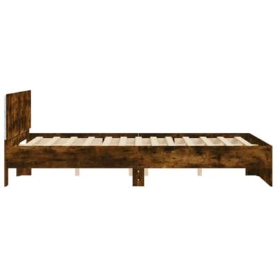 Bedframe met hoofdeinde en LED gerookt eikenkleurig 160x200 cm
