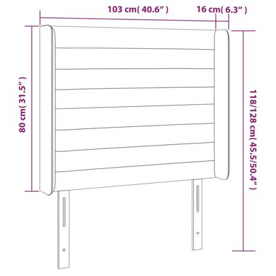 Hoofdbord met randen 103x16x118/128 cm stof donkergrijs - thumbnail