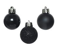 Decoris kerstballen set plastic 14st Zwart 3cm - thumbnail