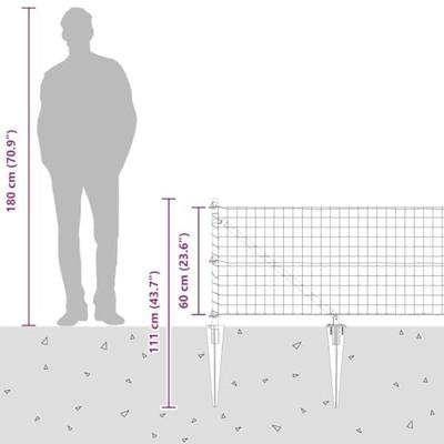 VidaXL Hek met paal groen 0,6 x 10 m staal en pvc