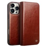 Qialino iPhone 16 Pro Max hoesje - Leren bookcase - Bruin - thumbnail