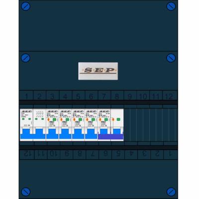 SEP 4 groepenkast 4 aardlekautomaten B16 30mA + kookgroep aardlekautomaat B16 30Ma 400V