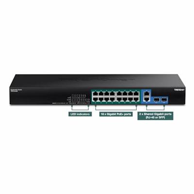 TRENDnet PoE+ Switch 8-Port Gigabit PoE Switch Rack monteerbaar, tot 30 W per poort met 105 W totaal vermogen, 440 W. 18-Port Mixed