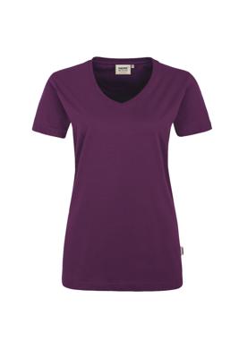 Hakro 181 Women's V-neck shirt MIKRALINAR® - Aubergine - 3XL