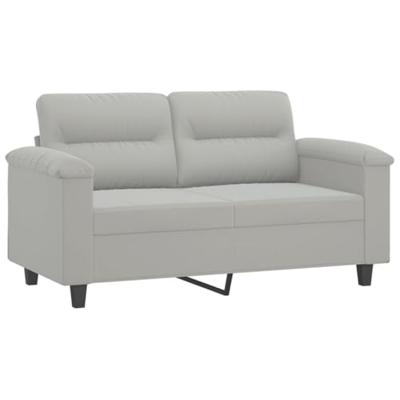 4-delige Loungeset met kussens microvezelstof lichtgrijs - thumbnail
