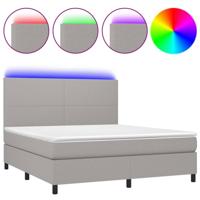 Boxspring met matras en LED stof lichtgrijs 160x200 cm - thumbnail