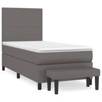 Boxspring met matras kunstleer grijs 90x200 cm - thumbnail