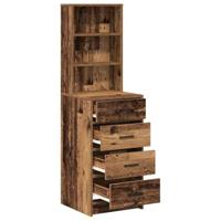 Highboard met lade Oud hout 40 x 41 x 135 cm Bewerkt hout - thumbnail