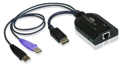 ATEN KVM Adapter [2x USB-A 2.0 stekker, DisplayPort stekker - 1x RJ45-bus] 0.20 m Zwart
