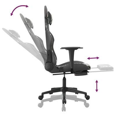 Massage gamestoel met voetensteun kunstleer zwart en camouflage