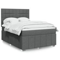 Boxspring met matras stof donkergrijs 160x200 cm - thumbnail