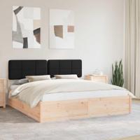 Bedframe met Gevoerd Hoofdgedeelte Zwart 180 x 200 cm - thumbnail