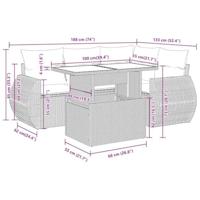 5-delige Loungeset met kussens poly rattan zwart - thumbnail