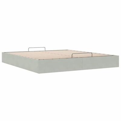Ottoman bedframe zonder matras 180x200 cm fluweel lichtgrijs