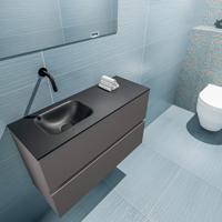 MONDIAZ ADA 80cm toiletmeubel dark grey. LEX wastafel urban links zonder kraangat - thumbnail