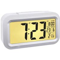 TFA Dostmann zendergestuurde wekker Lumio Plus, 60.2553.02, automatische achtergrondverlichting, wekalarm met snooze functie, met binnentemperatuur en datum, wit/zilver, (l) 138 x (b) 48 x (h) 79 mm - thumbnail