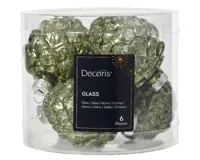 Decoris Kerstballen glas dennenappel 6st rosemarijn 5x7cm - thumbnail
