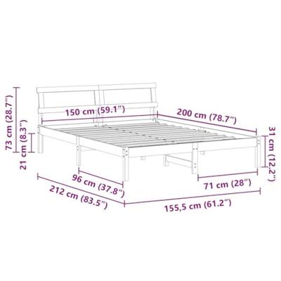 Bedframe Wit 150 x 200 cm Massief grenenhout Bedframe Wit 150 x 200 cm Massief grenenhout