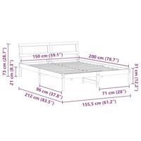 Bedframe met LED -striplichten met hoofdeinde Bruin 150 x 200 cm Grenenhout - thumbnail