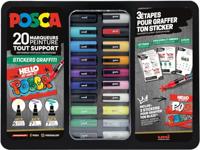 Paintmarker uni posca graffiti metalen koffer 20st - thumbnail