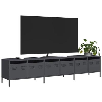 Tv-meubel 202x39x43,5 cm koudgewalst staal antracietkleurig
