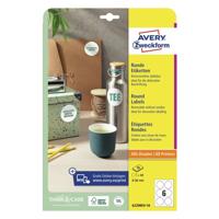 Avery Zweckform ronde etiketten, diameter 80 mm, wit, afneembaar, 60 etiketten, 10 vellen - thumbnail