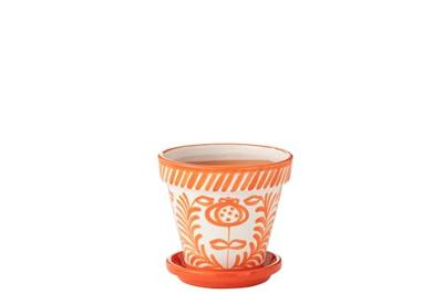 J-Line Flowerpot+Plate Granada Handmade+Painted Ceramic Naranja Med