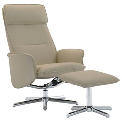 vidaXL Leunstoel met voetenbankje kunstleer cappuccino