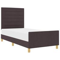 Bedframe met hoofdeinde Donkerbruin 80 x 200 cm Stof - thumbnail