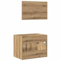 2-delige Badkamermeubelset bewerkt hout artisanaal eikenkleur - thumbnail