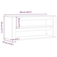 Schoenenbankje 100x35x45 cm bewerkt hout artisanaal eikenkleur - thumbnail