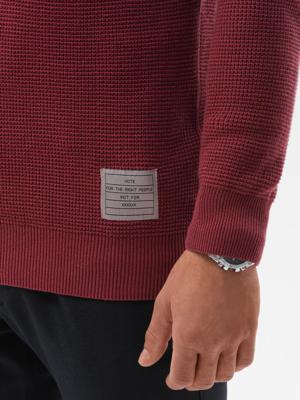 Edoti - Heren Sweater - Bordeauxrood - Klassiek - Ronde Hals