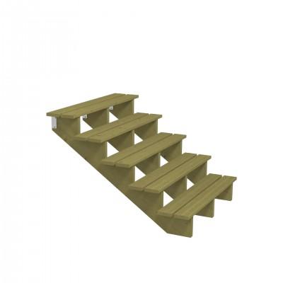 Houten Tuintrap 5 Treden - 34,2º - 120 CM Breed Houten Tuintrap 5 Treden - 34,2º - 120 CM Breed