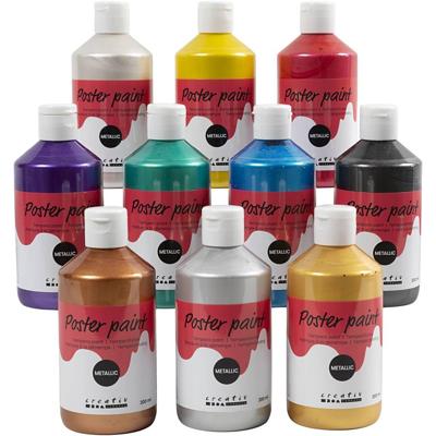 Creativ Company Tempera verf metallic , diverse kleuren, 10x300 ml/ 1 doos