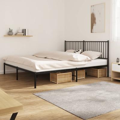 Bedframe met hoofdbord metaal zwart 180x200 cm
