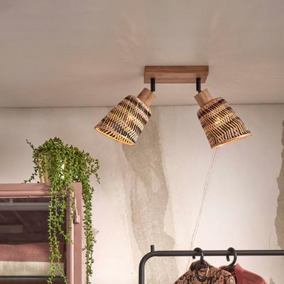 GOOD&MOJO Plafondlamp 'Java' 2-lamps, Bamboe, kleur Naturel/Zwart GOOD&MOJO Plafondlamp 'Java' 2-lamps, Bamboe, kleur Naturel/Zwart