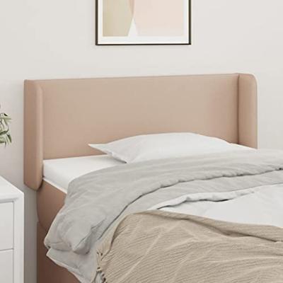 Hoofdbord met randen 93x16x78/88 cm kunstleer cappuccinokleur