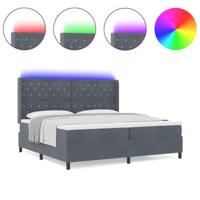 LED Boxspring Bed met Matras Donkergrijs 200 x 200 cm Fluweel - thumbnail